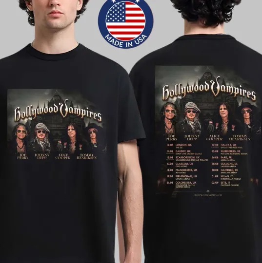 Discover Hollywood Vampires UK & Europe 2026 Tour Dates Two Sided T-Shirt