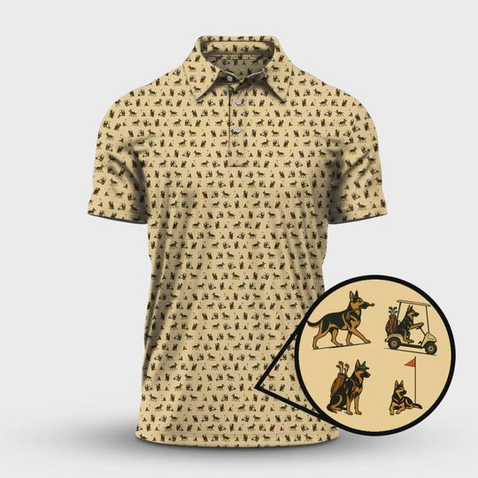 Discover German Shepherd Golf Polo Shirt for Men, Dog Lover Pattern, Dog Dad Gift