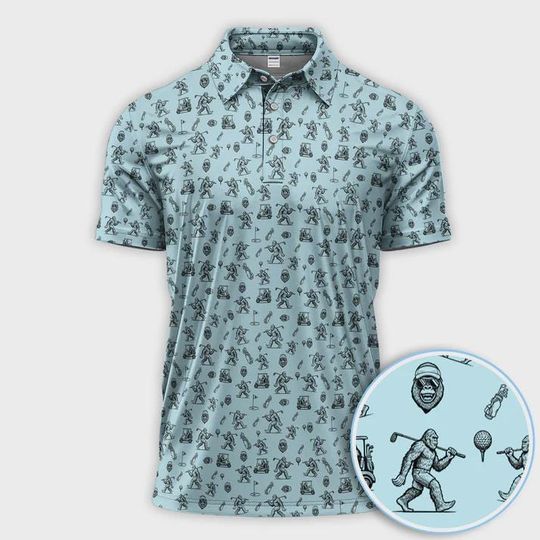 Discover Squatch Bigfoot Pattern Golf Shirt for Men