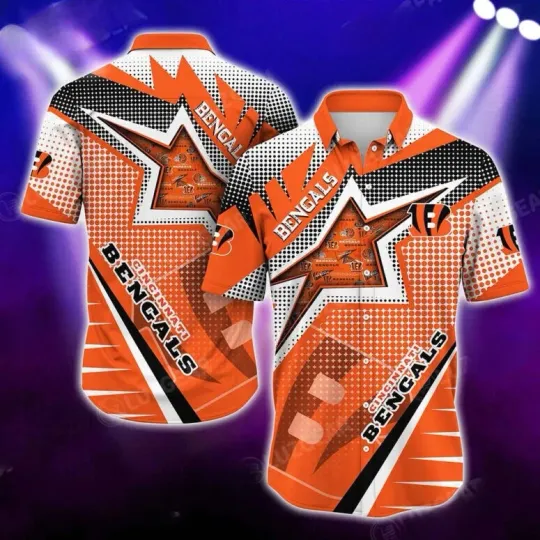 Cincinnati Bengalss Starburst Performance Summer Aloha football Hawaiian Shirt