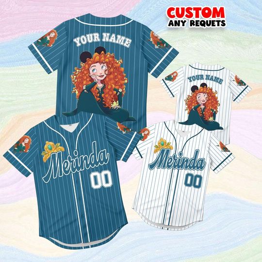 Discover Disney Princess Merida Baseball Jersey, Custom Name Brave Girl Shirt, Personalized Kids Birthday Family Matching Gift