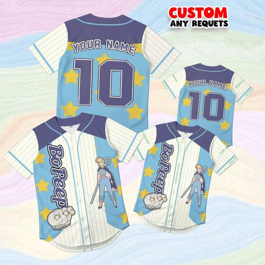 Discover Disney Toy Story Bo Peep Baseball Jersey, Custom Name Girl Shirt, Personalized Kids Family Matching Birthday Gift
