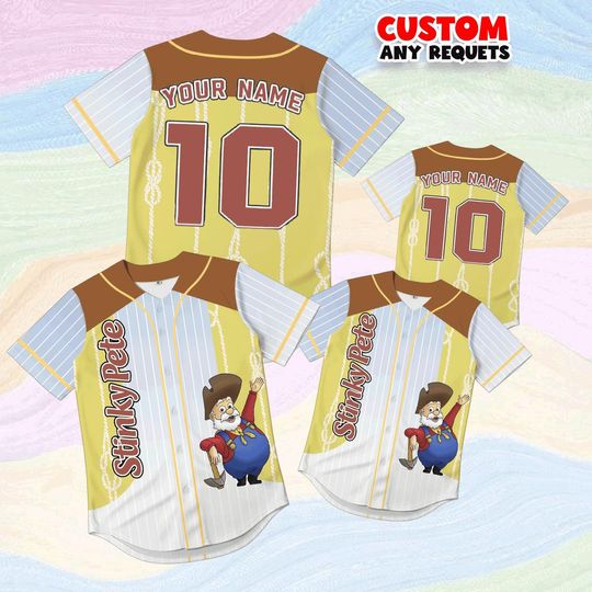 Discover Disney Toy Story Stinky Pete Baseball Jersey, Custom Name Kids Shirt, Personalized Family Matching Birthday Gift