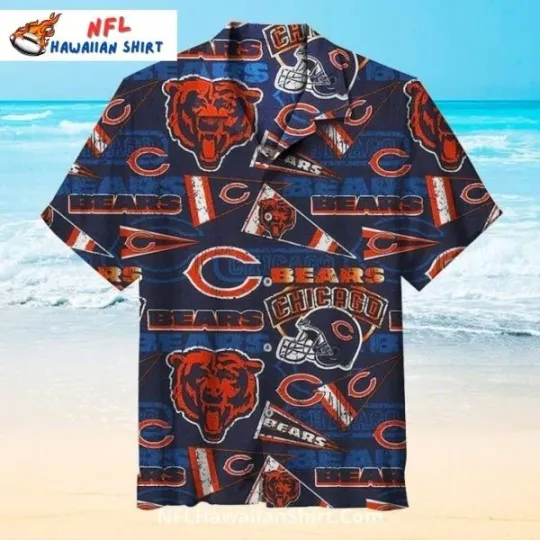 Discover Chicago Bearss Aloha Hawaiian Shirt With Vintage Logo And Team Flags