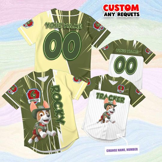 Discover Baby Birthday Jersey Paw Patrol Tracker Shirt Custom Name Number Baseball Outfit Boy Party Gift