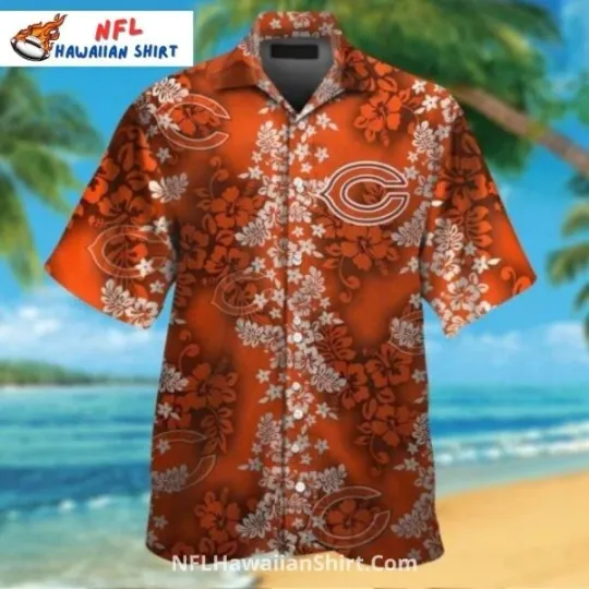 Discover Floral Orange Chicago Bearss Hawaiian Shirt With Team Logo