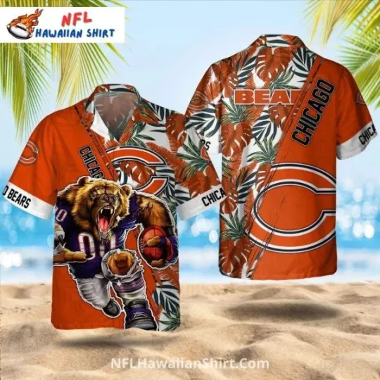 Discover Chicago Bearss Aloha Hawaiian Shirt With Roaring Bear Football Design
