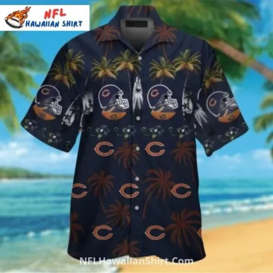 Discover Football Helmet Chicago Bearss Aloha Hawaiian Shirt With Tropical Touch