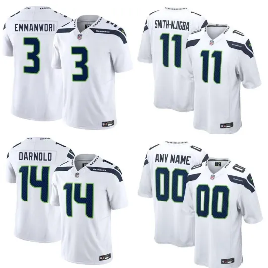 Discover Men's Seattle Football Jersey White Custom