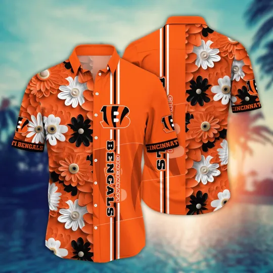 Discover Cincinnati Bengalss Bold Blossom Summer Aloha football Hawaiian Shirt