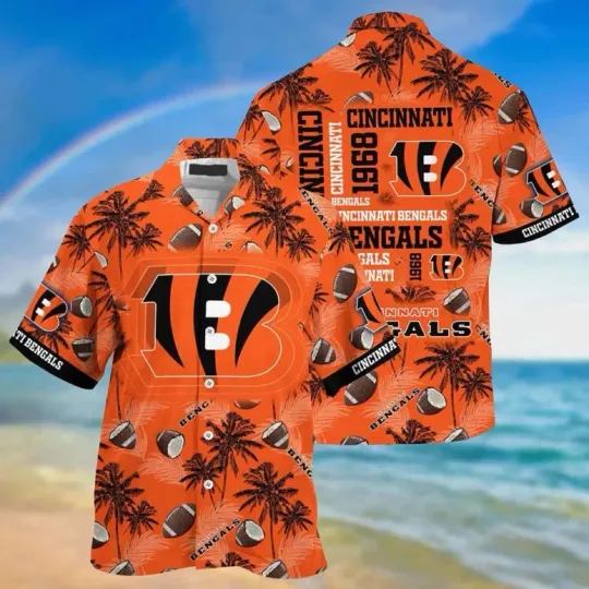 Discover Cincinnati Bengalss Palm Touchdown Summer Aloha football Hawaiian Shirt