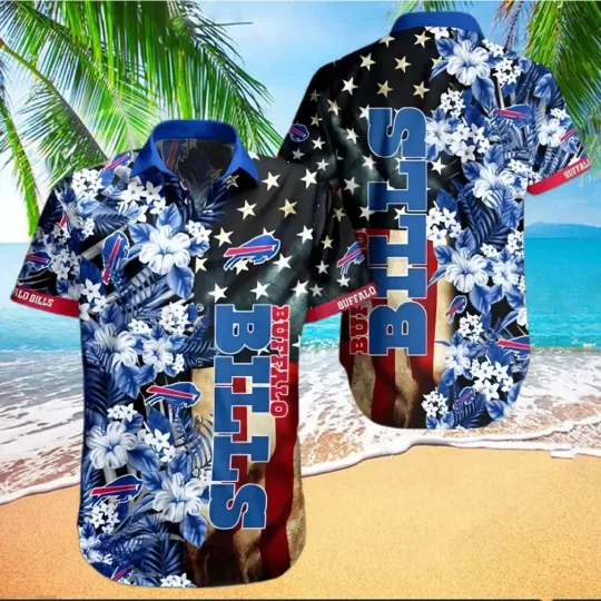 Discover Buffalo Billss Star-Spangled Floral Hawaiian, Gift For Fans, Gift For Friends
