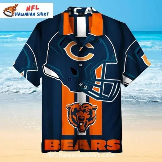 Discover Chicago Bearss Hawaiian Shirt With Large Helmet Graphic