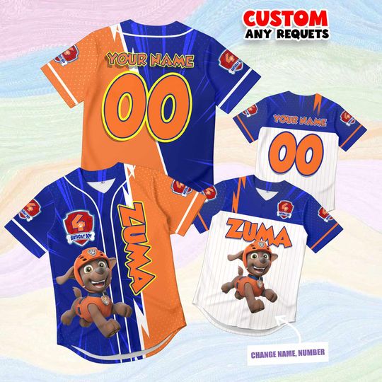 Discover Baby Birthday Jersey Paw Patrol Zuma Shirt Custom Name Number Baseball Outfit Boy Party Gift