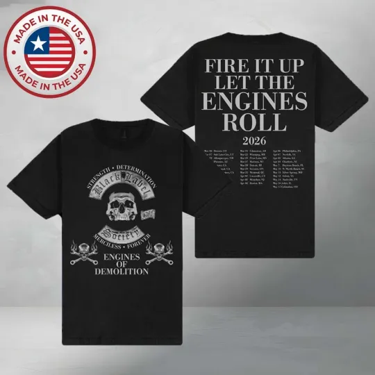 Discover Black Label Society 2026 Engines Of Demolition Black Exclusive Tour T-Shirt