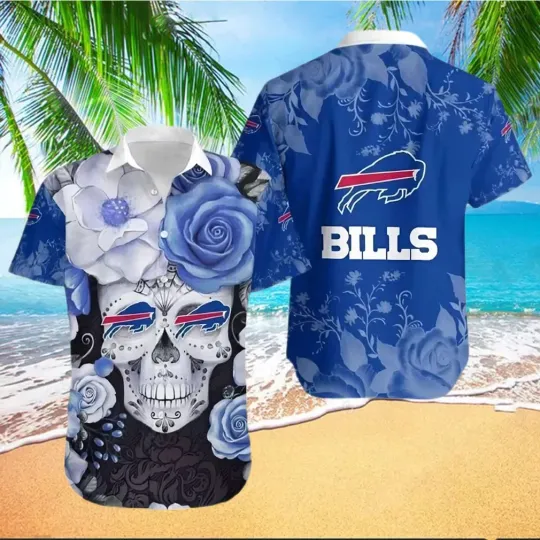 Discover Buffalo Bills Sugar Skull Hawaiian, Gift For Fans, Gift For Friends