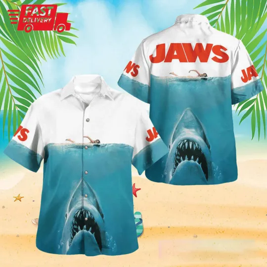 Discover Shark Jawss Shirt Jaws Movie Casual Summer Beach Hawaiian Shirt