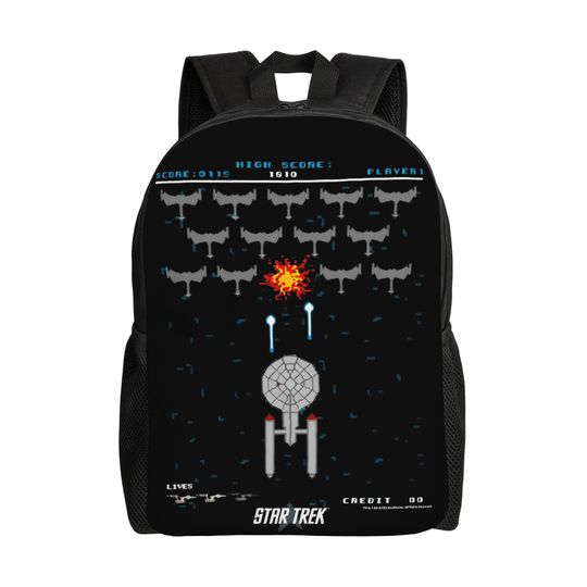 Discover Stars Treks Battle Scene Backpack for Men Women Fashion Student Hiking Travel Daypack Pixel Art Laptop Canvas Bags Lightweight