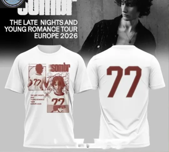 Discover Sombr The Late Nights And Young Romance 2026 Europe Tour T-shirt L113