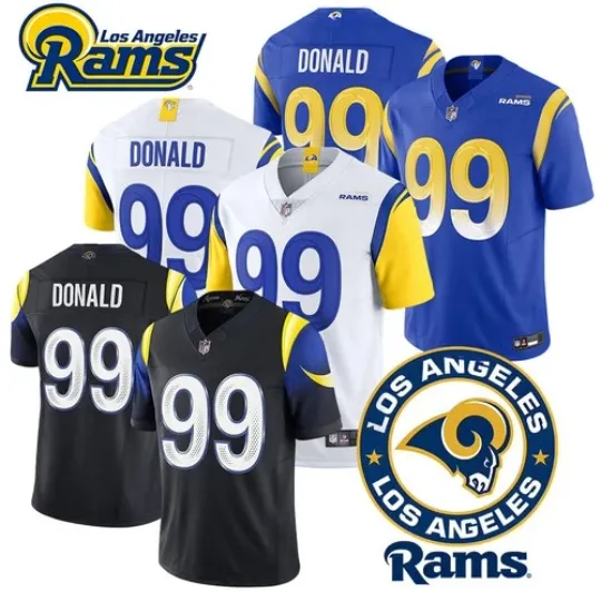 Discover Rams Men's  #99 Aaron Donald Limited Player Football Jersey