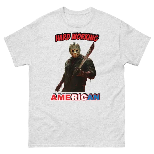 Discover Jason Voorhees T-Shirt 'Hard Working American' Jason Friday the 13th Tee Horror