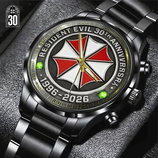 Discover Resident Evil 30th Anniversary Black Stainless Steel Watch