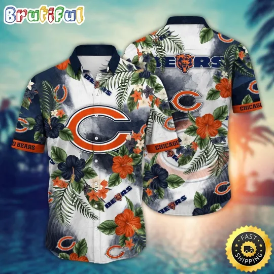 Discover football Chicago Bears Hawaiian Shirt Flower Trendy Floral Shirt