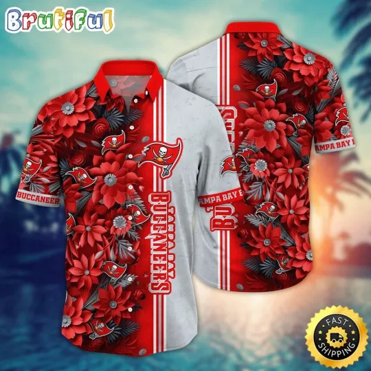 Discover football Tampa Bay Buccaneerss Hawaiian Shirt Flower Tropical Vibes Shirts