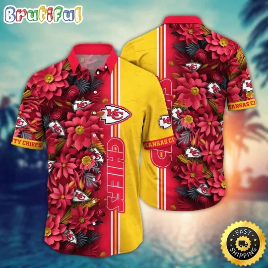 Discover football Kansas City Chiefss Hawaiian Shirt Flower Tropical Vibes Shirts