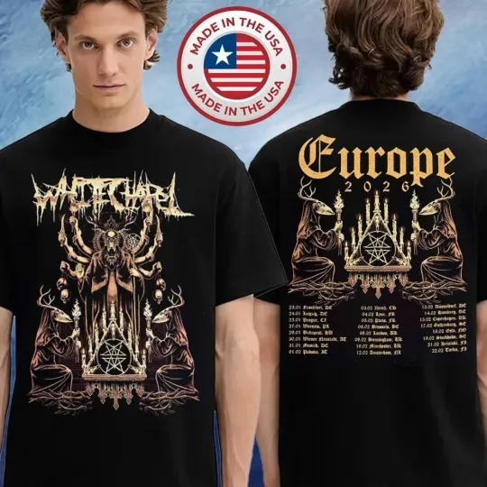 Discover Whitechapel Merch Tee Europe Tour 2026 Schedule Double Sided T-Shirt