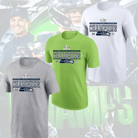 Seattle Seahawks 2025 NFC Champions Locker Room Trophy T-Shirt