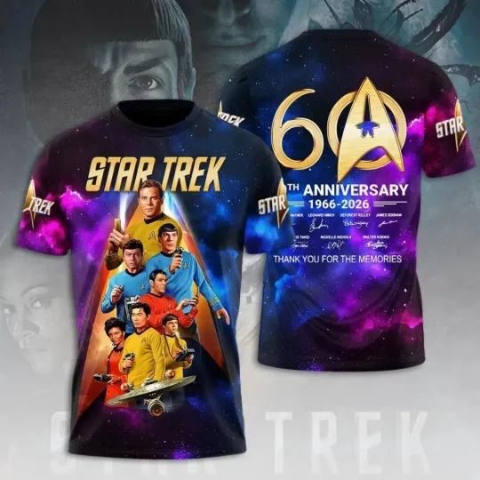 Discover Star Treks 60Th Anniversary 3D T-Shirt For Holiday Gift Size S-5XL