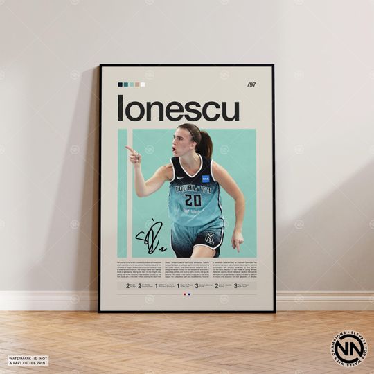 Discover Sabrina Ionescu Poster, New York Liberty, WNBA Poster, Sports Poster, Mid Century Modern, WNBA Fans, Basketball Gift, Sports Bedroom Posters