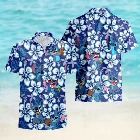Discover Stitch Button Shirt, Lilo And Stitch Shirt, Disney Trip Hawaiian Shirt