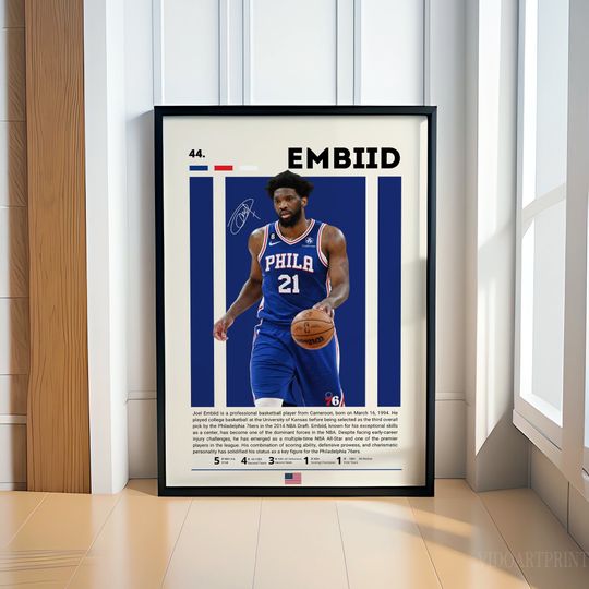 Discover Joel Embiid Poster, Basketball Poster, Philadelphia 76ers Poster, Motivational Poster, Gym Decor, Fitness Poster, Man Cave Art, Gift For Him