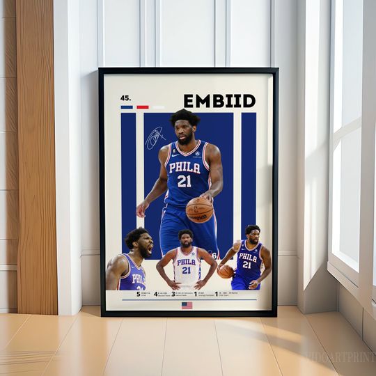 Discover Joel Embiid Poster, Basketball Poster, Philadelphia 76ers Poster, Motivational Poster, Gym Decor, Fitness Poster, Man Cave Art, Gift For Him