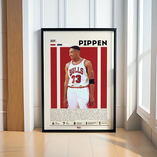 Scottie Pippen Poster, Basketball Poster, Basketball Gift, Motivational Poster, Fitness Poster, Man Cave Art, Gift For Him