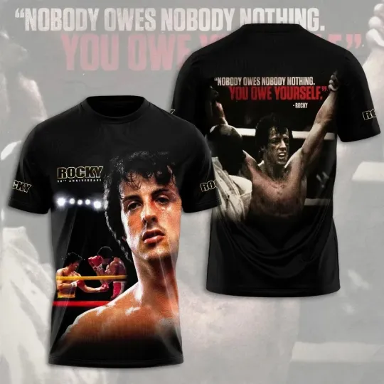 Discover Rocky 50th Anniversary You Owe Yourself 3D T-shirt Size S-5XL E028