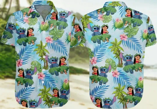 Discover Lilo And Stitch Button Shirt, Ohana Hawaiian Shirt, Disney Stitch Hawaiian Shirt