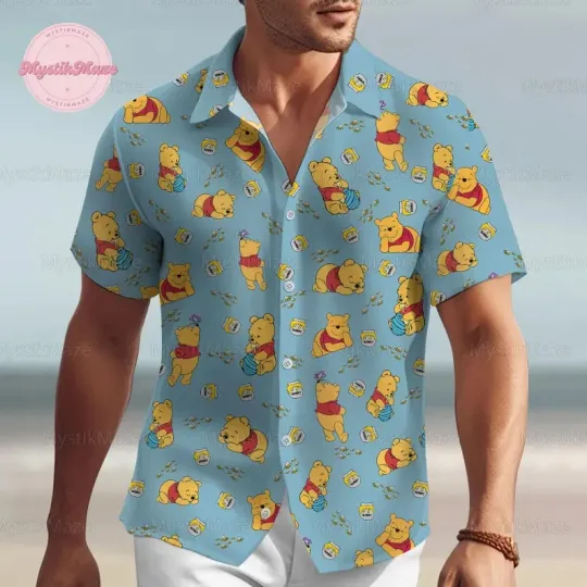 Discover Winnie The Pooh Button Shirt, Pooh Disney Hawaiian Shirt, Pooh Summer Shirt