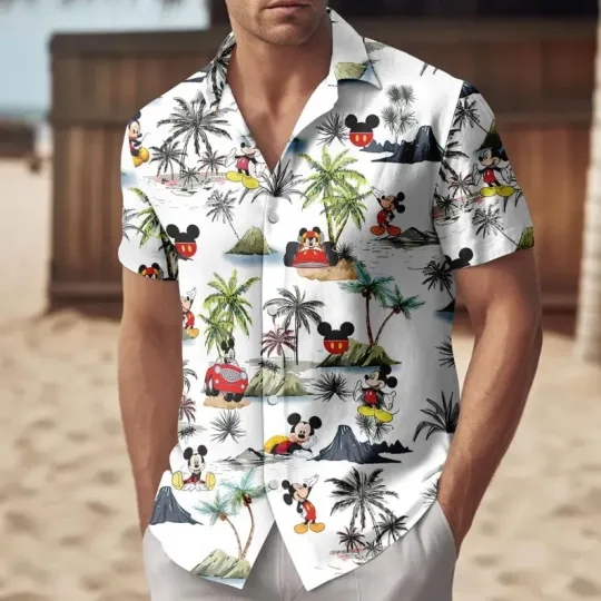 Discover Cute Mickey Button Shirt, Funny Mickey Mouse Hawaiian Shirt