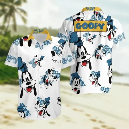 Discover Goofy Button Shirt, Disney Dog Hawaiian Shirt, Disneyland Trip Hawaiian Shirt