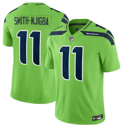 Jaxon Smith-Njigba #11 Men's Seahawks Neon Green Game All Printed Football Jersey