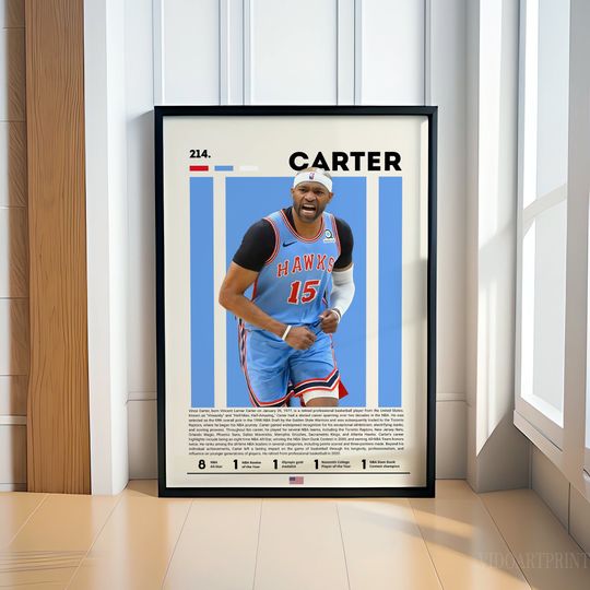 Discover Vince Carter Poster, Basketball Poster, Sports Poster, Motivational Poster, NBA Decor, Fitness Poster, Man Cave Art, Basketball Gift