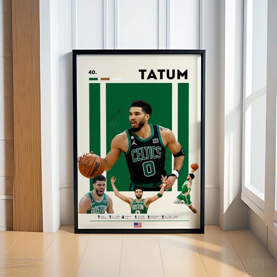 Jayson Tatum Poster, Basketball Poster, Boston Celtics Poster, Motivational Poster, Gym Decor, Fitness Poster, Man Cave Art, Gift For Him