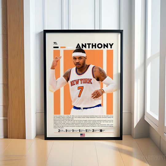 Discover Carmelo Anthony Poster, Basketball Poster, Sports Poster, Motivational Poster, NBA Decor, Fitness Poster, Man Cave Art, Gift For Him