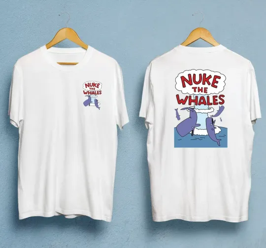Discover Nuke the Whales Double Sided Graphic T-Shirt for Men