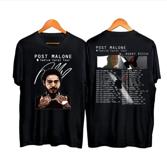 Discover Post Malone Twelve Carat Tour Double-Sided T-Shirt