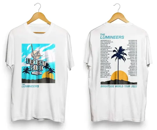 The Lumineers 2022 World Tour Double Sided T-Shirt Brightside Album Heavyweight Concert
