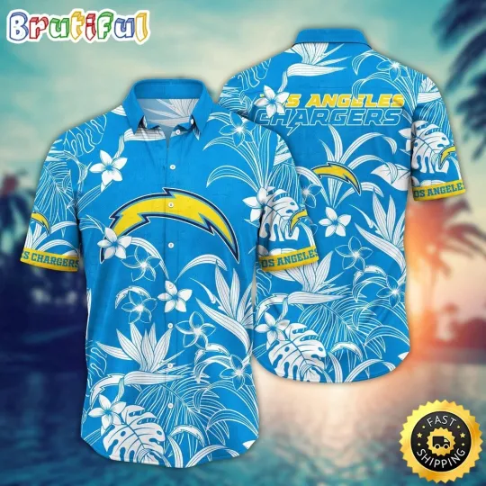 Discover Los Angeles Chargers Hawaiian Shirt Flower Vacation Mood Shirt